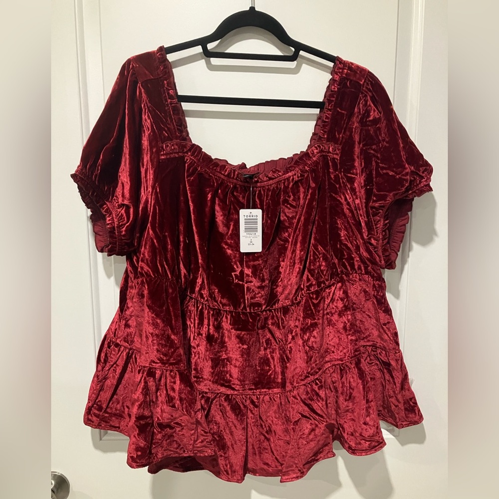 TORRID Red Velvet Tiered Babydoll